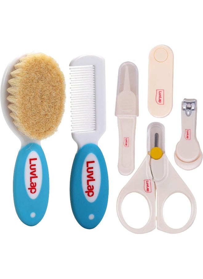 Luv Lap Baby Nail Grooming 4pcs Set, Hair Grooming Natural Soft Brush & Comb Set
