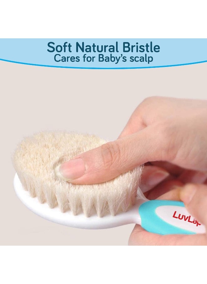 Luv Lap Baby Nail Grooming 4pcs Set, Hair Grooming Natural Soft Brush & Comb Set
