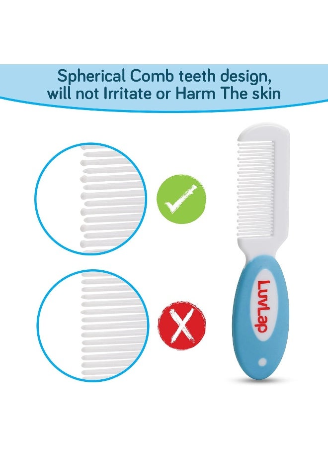 Luv Lap Baby Nail Grooming 4pcs Set, Hair Grooming Natural Soft Brush & Comb Set