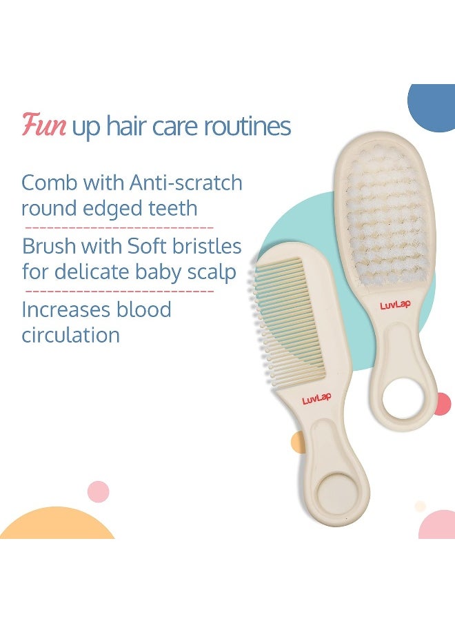 Luv Lap 7in1 Baby Grooming Kit, Portable Baby Grooming Kit for New Born Baby, Finger Brush, Hair Brush, Comb, Baby Nail Scissor, Baby Nail Cutter, Tweezer, Nail Filer, Newborn, Infants, Toddlers (White)