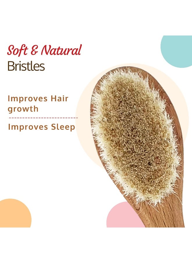 Luv Lap Wooden Baby Hair Brush with Natural Bristles for Baby Hair Grooming