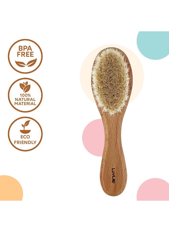 Luv Lap Wooden Baby Hair Brush with Natural Bristles for Baby Hair Grooming