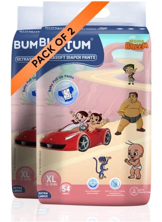 Bumtum Chota Bheem XL Size Baby Diaper Pants, 108 Count, Leakage Protection Infused With Aloe Vera, Cottony Soft High Absorb Technology