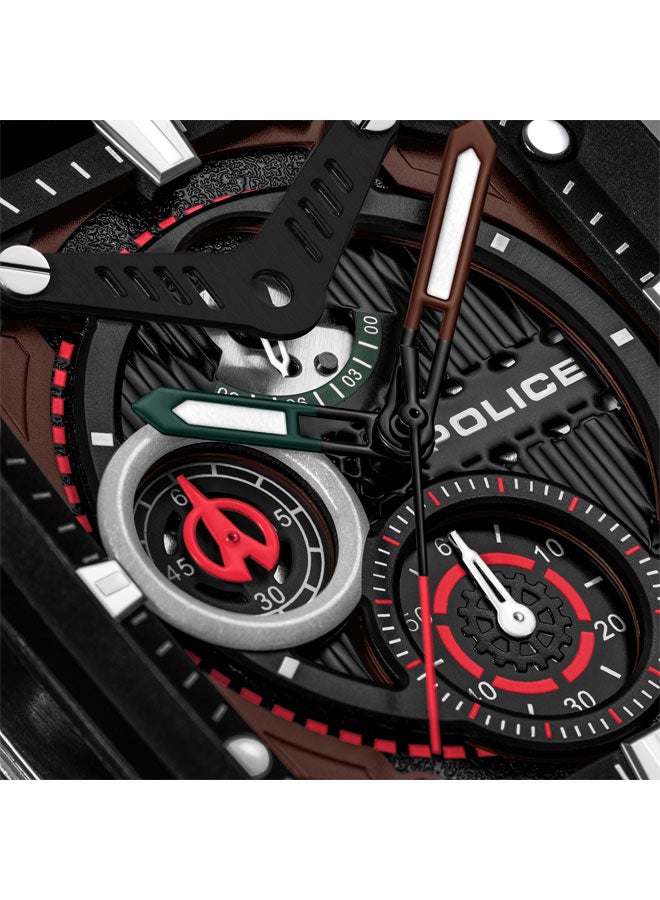 Men's Clout Quartz Multi-Function Watch with TR90 Case & Four Distinct Straps, 43mm