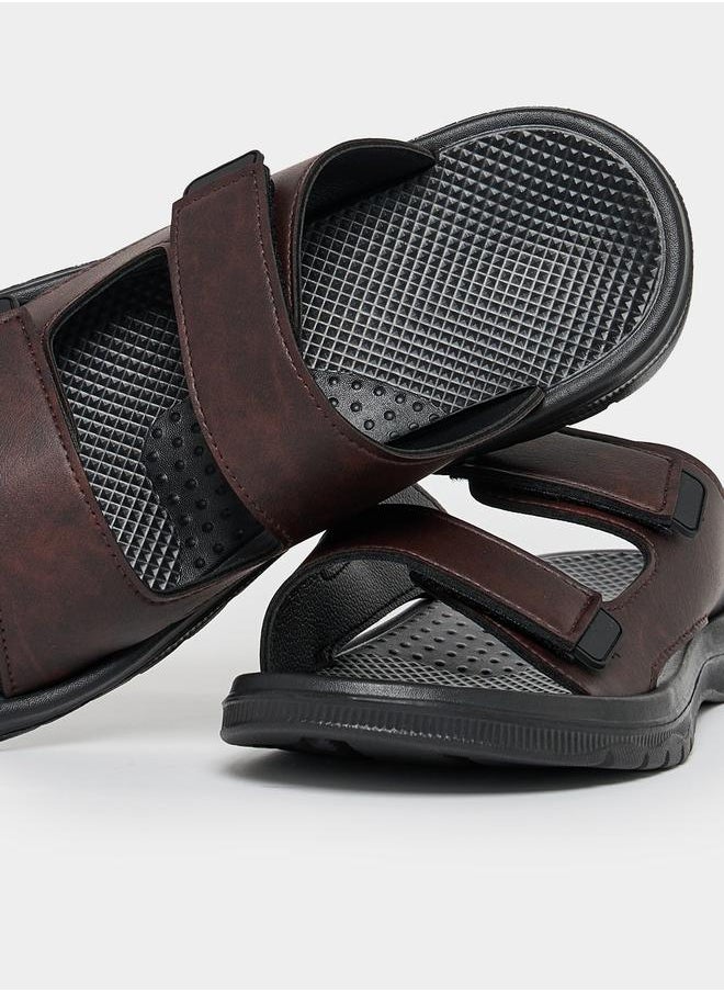 Solid Slip-on Double Strap Sandals