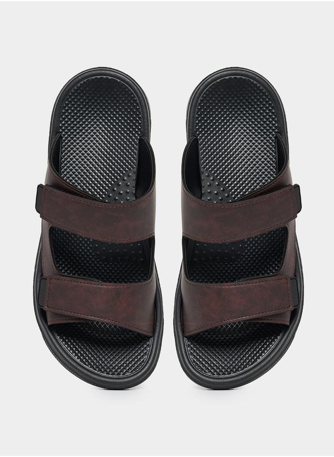 Solid Slip-on Double Strap Sandals