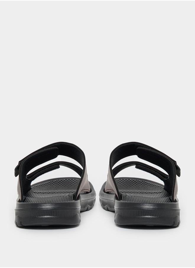 Solid Slip-on Double Strap Sandals