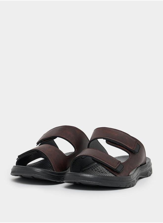 Solid Slip-on Double Strap Sandals