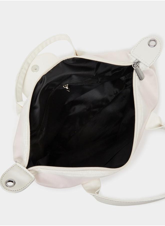 Button Flap Detail Solid Gym Bag