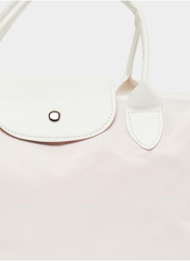 Button Flap Detail Solid Gym Bag