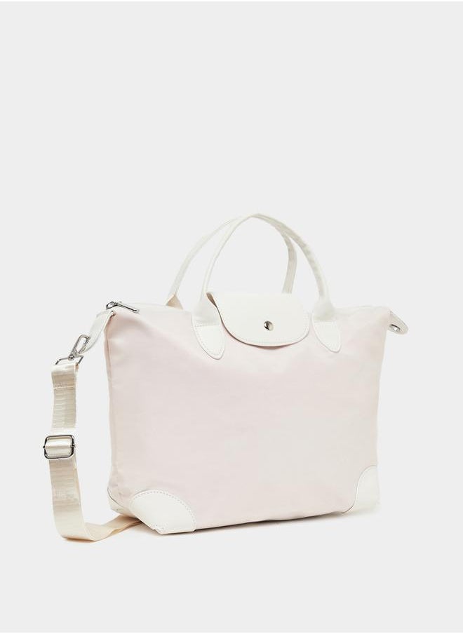 Button Flap Detail Solid Gym Bag