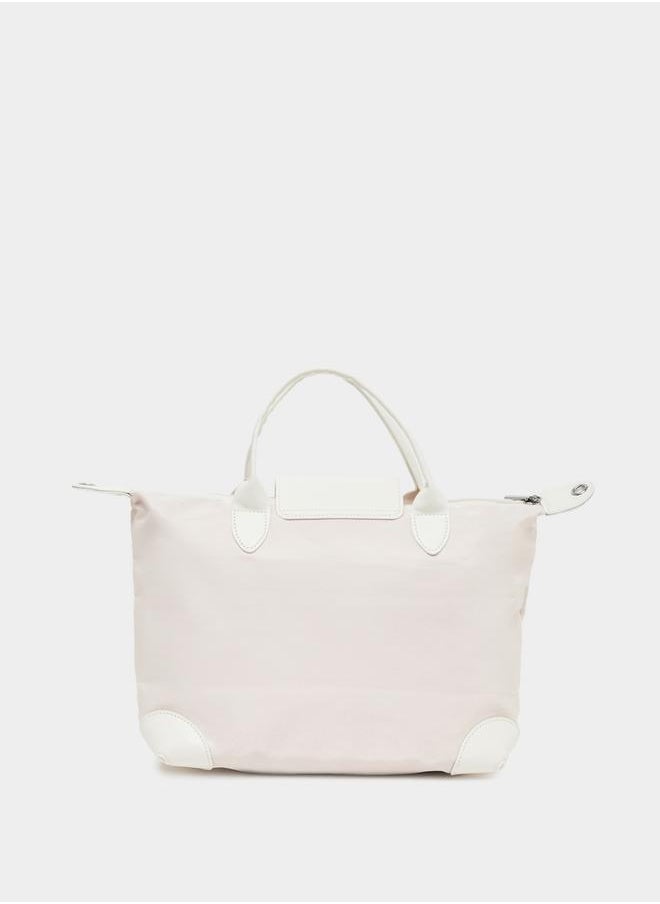 Button Flap Detail Solid Gym Bag