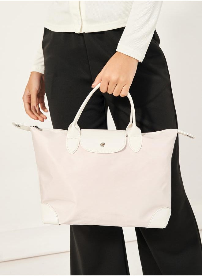 Button Flap Detail Solid Gym Bag