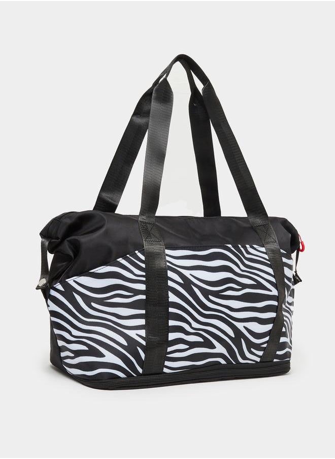 Zebra Print Gym Bag with Double Handle