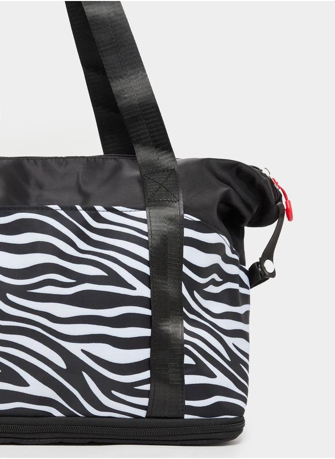 Zebra Print Gym Bag with Double Handle