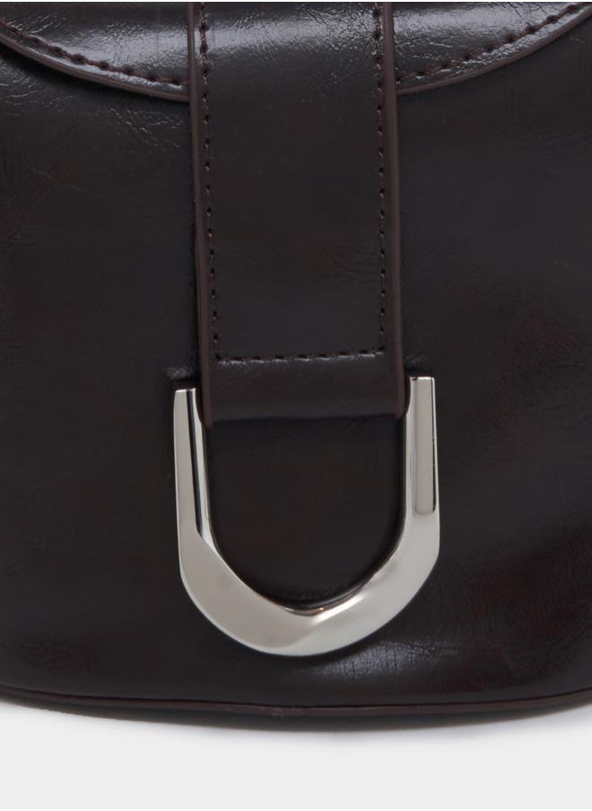 Metal Buckle Detail Flap Crossbody Bag
