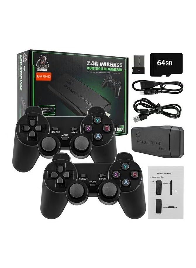 HD 4K M8 Game Stick Wireless Video Game Console 64GB Built-In 10000 Retro TV Game with Dual 2.4G Wireless Controller for GBA/PS1