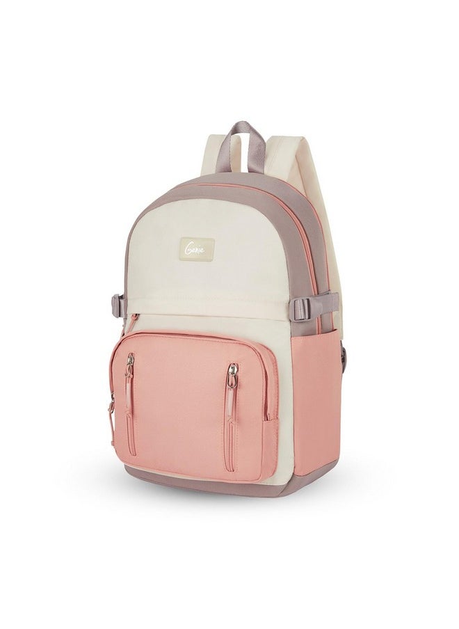 Genie LIT Beige Backpack for Women & Girls with 14