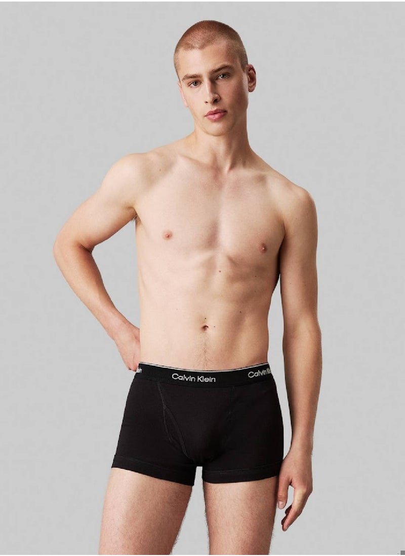 Men's 3 Pack Trunks - Cotton, Black