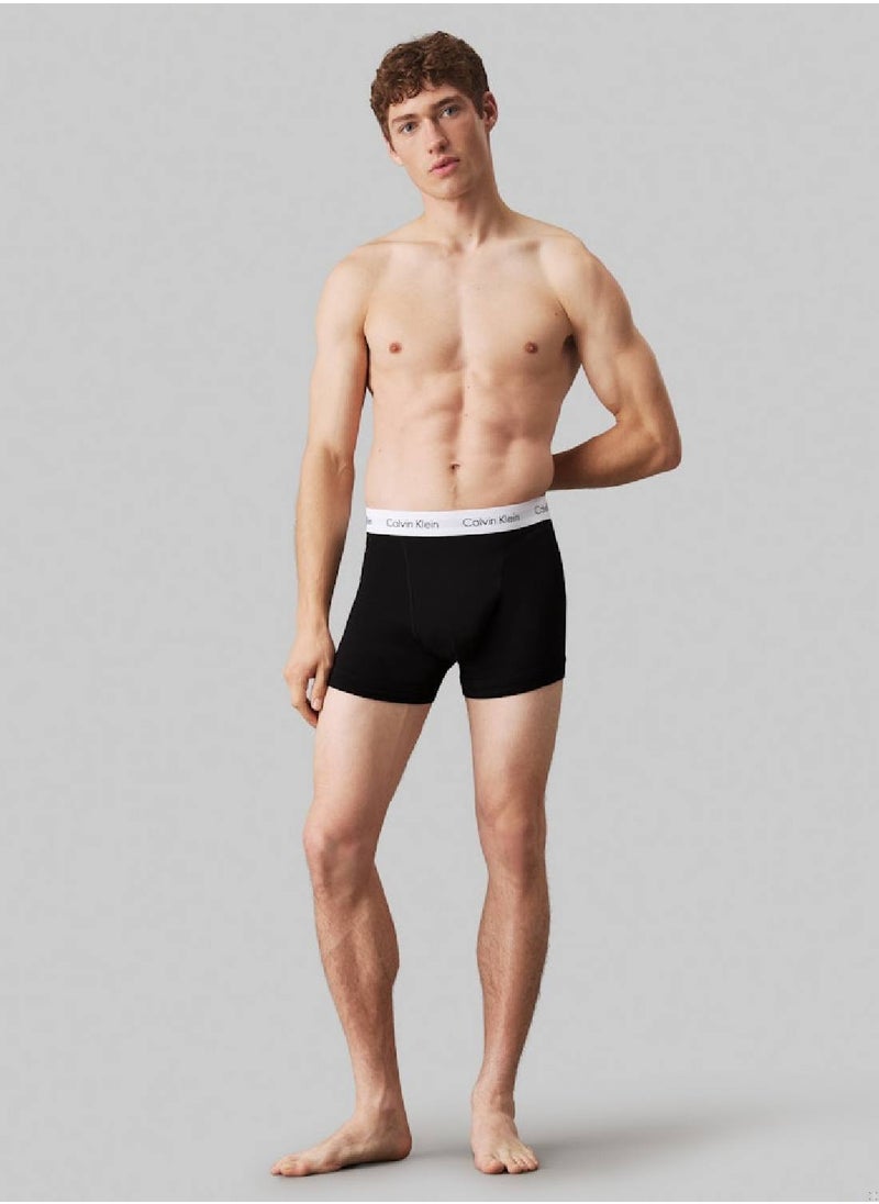 Men's 3 Pack Trunks - Cotton, Black