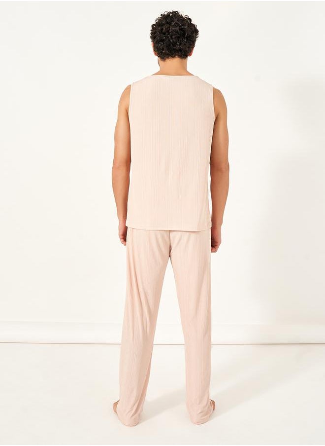 Knitted Textured Tank & Pyjama Set