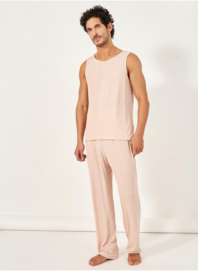 Knitted Textured Tank & Pyjama Set