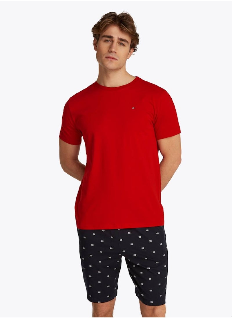 Men's Print T-Shirt And Shorts Pyjama Set - Cotton, Multicolour