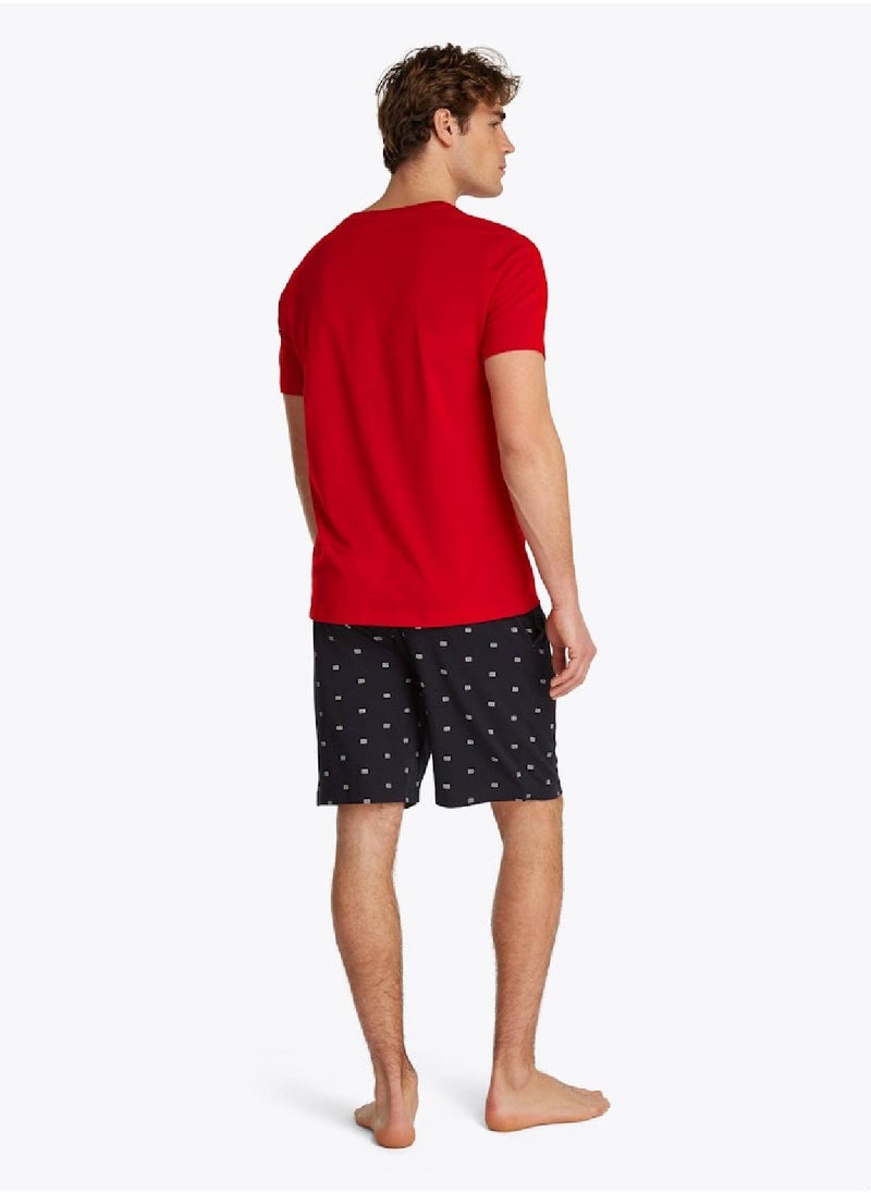 Men's Print T-Shirt And Shorts Pyjama Set - Cotton, Multicolour