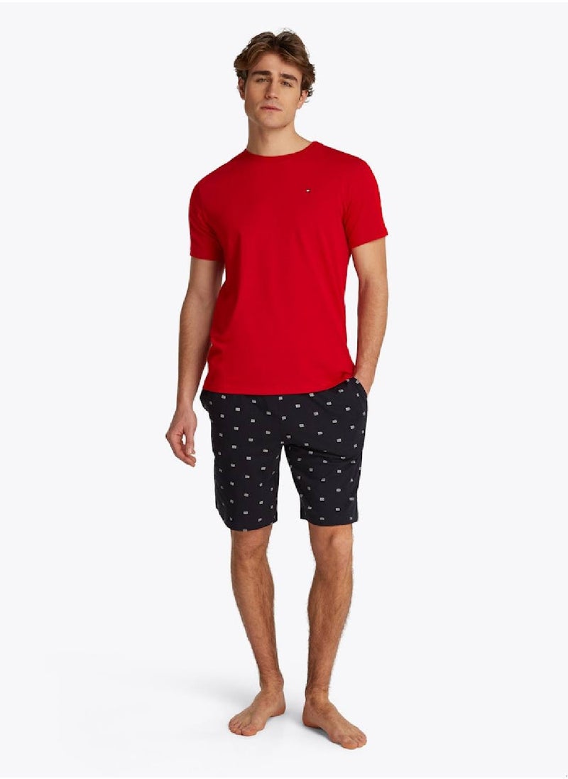 Men's Print T-Shirt And Shorts Pyjama Set - Cotton, Multicolour