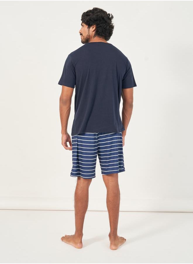 Graphic Pint T-Shirt & Striped Shorts Set