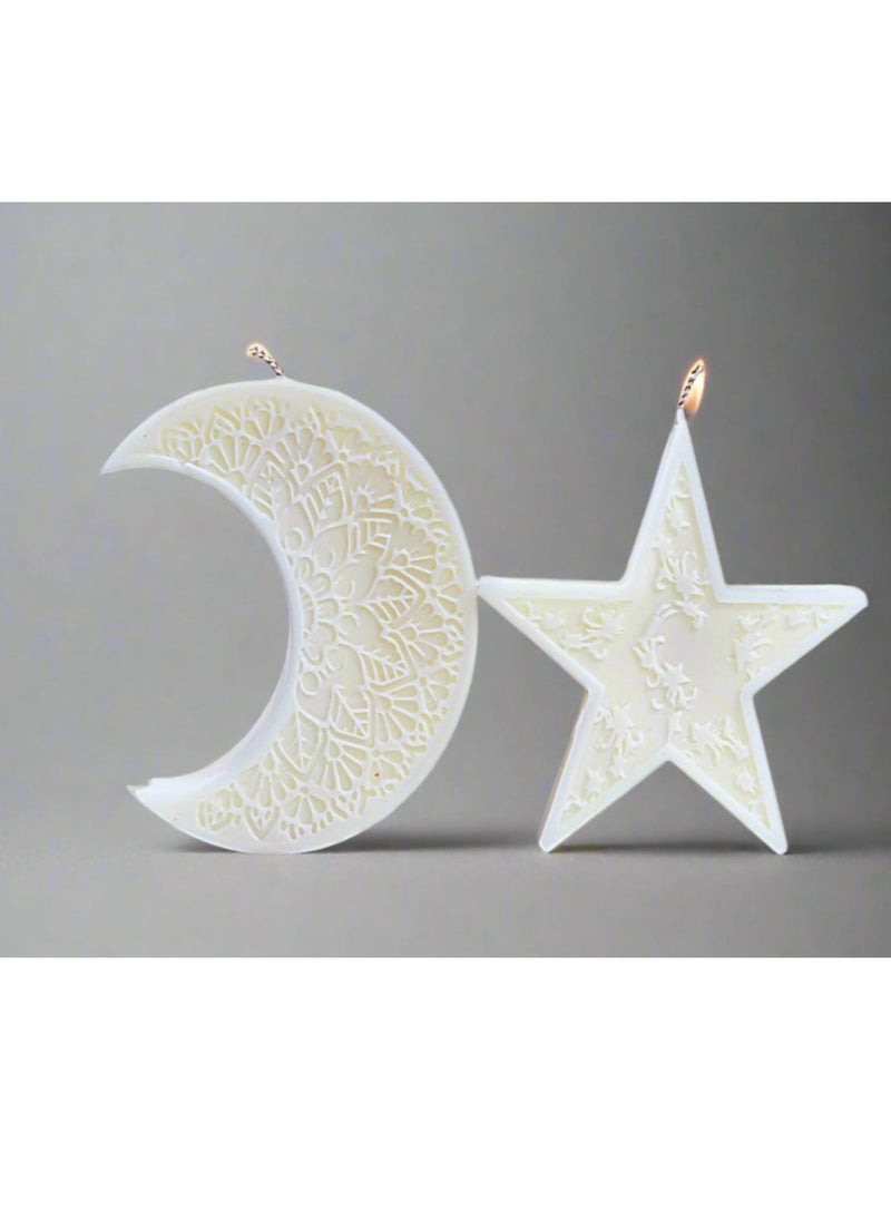 Set of Moon Crescent & Star Soy Candle