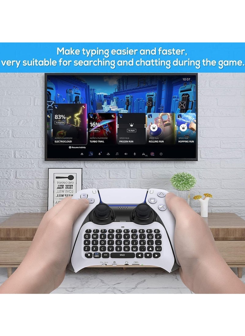 Wireless Keyboard for PS5 Controller, Bluetooth 3.0 Mini Chat pad Message Game Keyboard Keypad, Built-in Speaker with 3.5mm Audio Jack for Messaging and Gaming Live Chat, for PlayStation 5