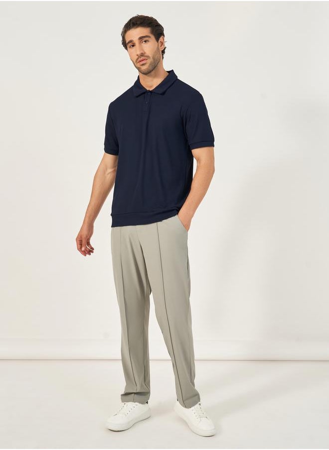 Textured Waffle Knit Relaxed Fit Polo