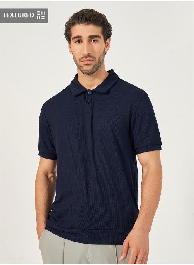 Textured Waffle Knit Relaxed Fit Polo