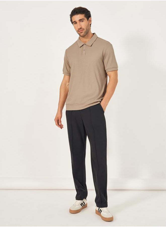 Textured Waffle Knit Relaxed Fit Polo