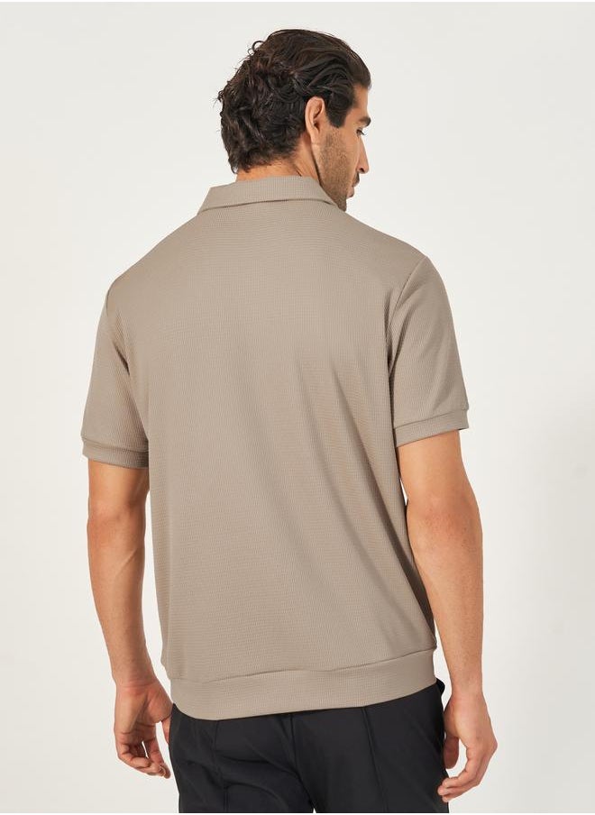 Textured Waffle Knit Relaxed Fit Polo