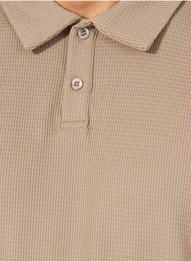 Textured Waffle Knit Relaxed Fit Polo