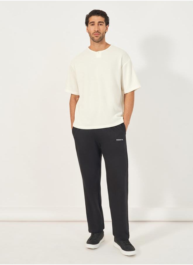 Oversized Honeycomb Textured Knit T-Shirt