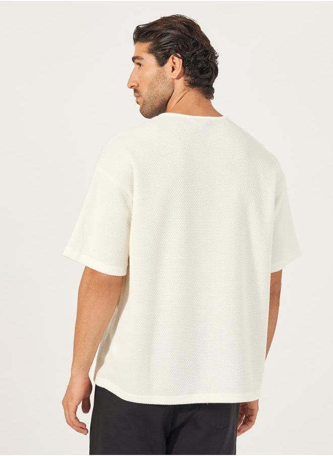 Oversized Honeycomb Textured Knit T-Shirt
