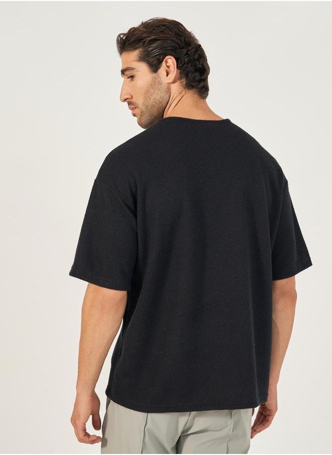 Oversized Honeycomb Textured Knit T-Shirt