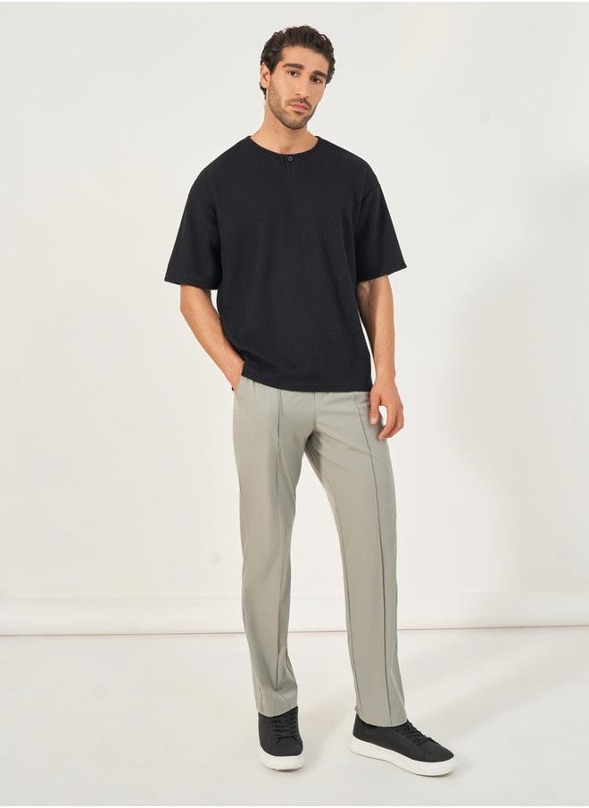 Oversized Honeycomb Textured Knit T-Shirt