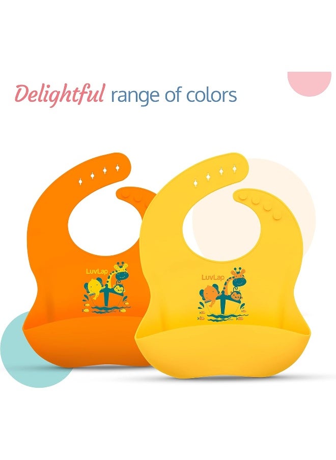 LuvLap Silicone Baby Bib for Feeding & Weaning Babies & Toddlers, Baby Accessories, Waterproof (Yellow)