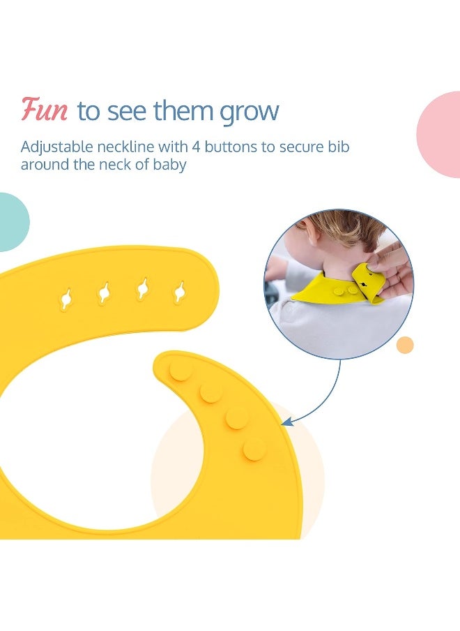 LuvLap Silicone Baby Bib for Feeding & Weaning Babies & Toddlers, Baby Accessories, Waterproof (Yellow)