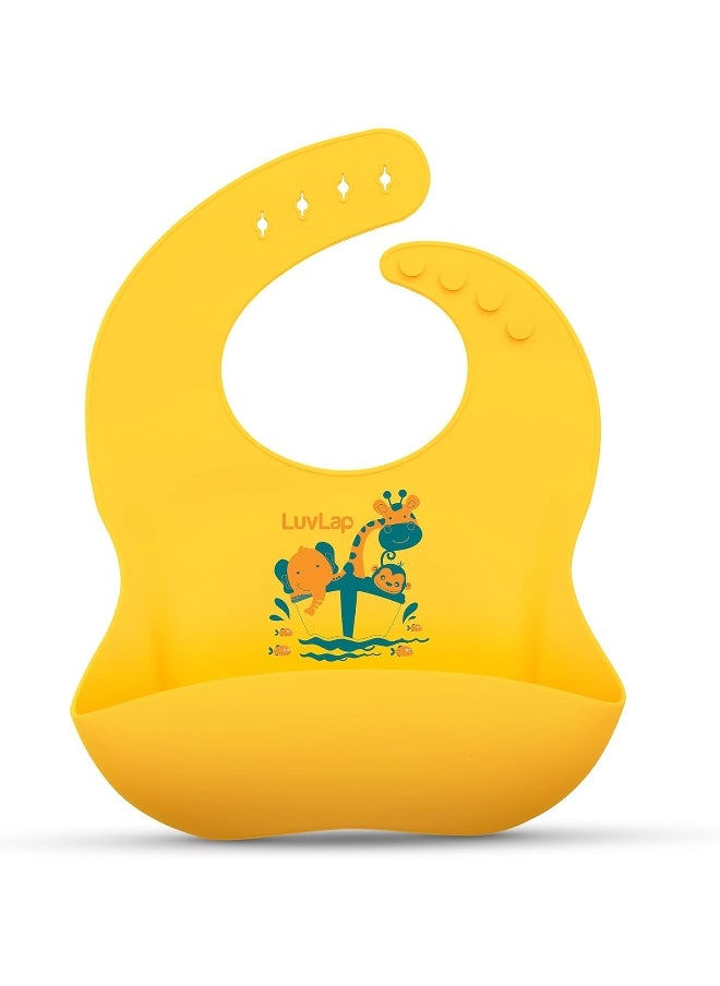 LuvLap Silicone Baby Bib for Feeding & Weaning Babies & Toddlers, Baby Accessories, Waterproof (Yellow)