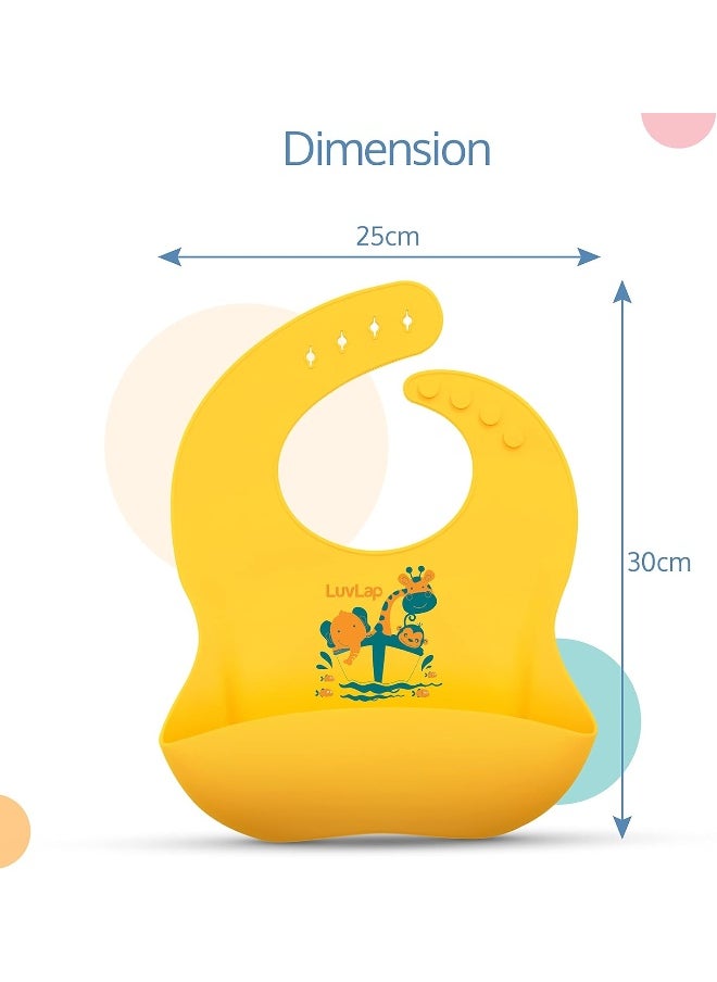 LuvLap Silicone Baby Bib for Feeding & Weaning Babies & Toddlers, Baby Accessories, Waterproof (Yellow)