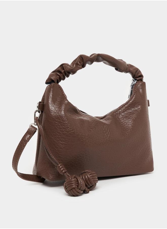 Twisted Top Handle Handbag with Adjustable Strap