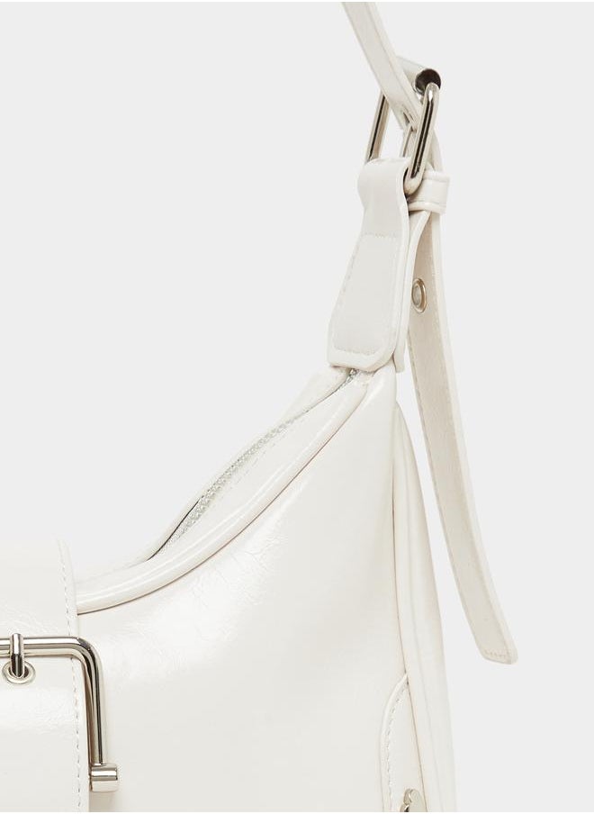 Heart Studded Belted Shoulder Bag