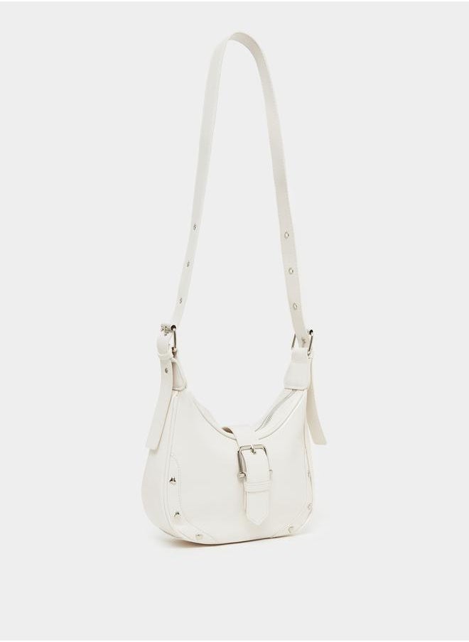 Heart Studded Belted Shoulder Bag