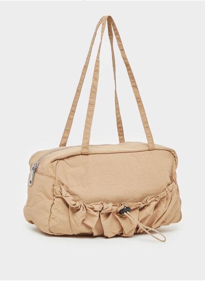 Front Pleats Dual Strap Shoulder Bag