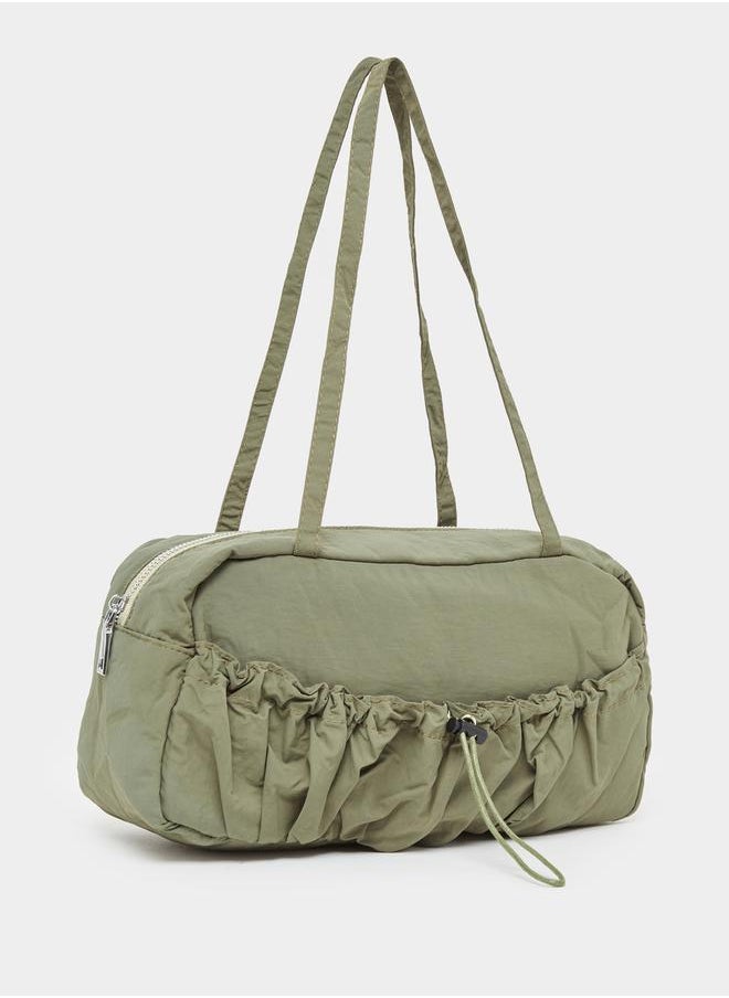 Front Pleats Dual Strap Shoulder Bag
